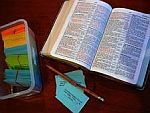 Bible Studies - picture of an open Bible and study notes.
